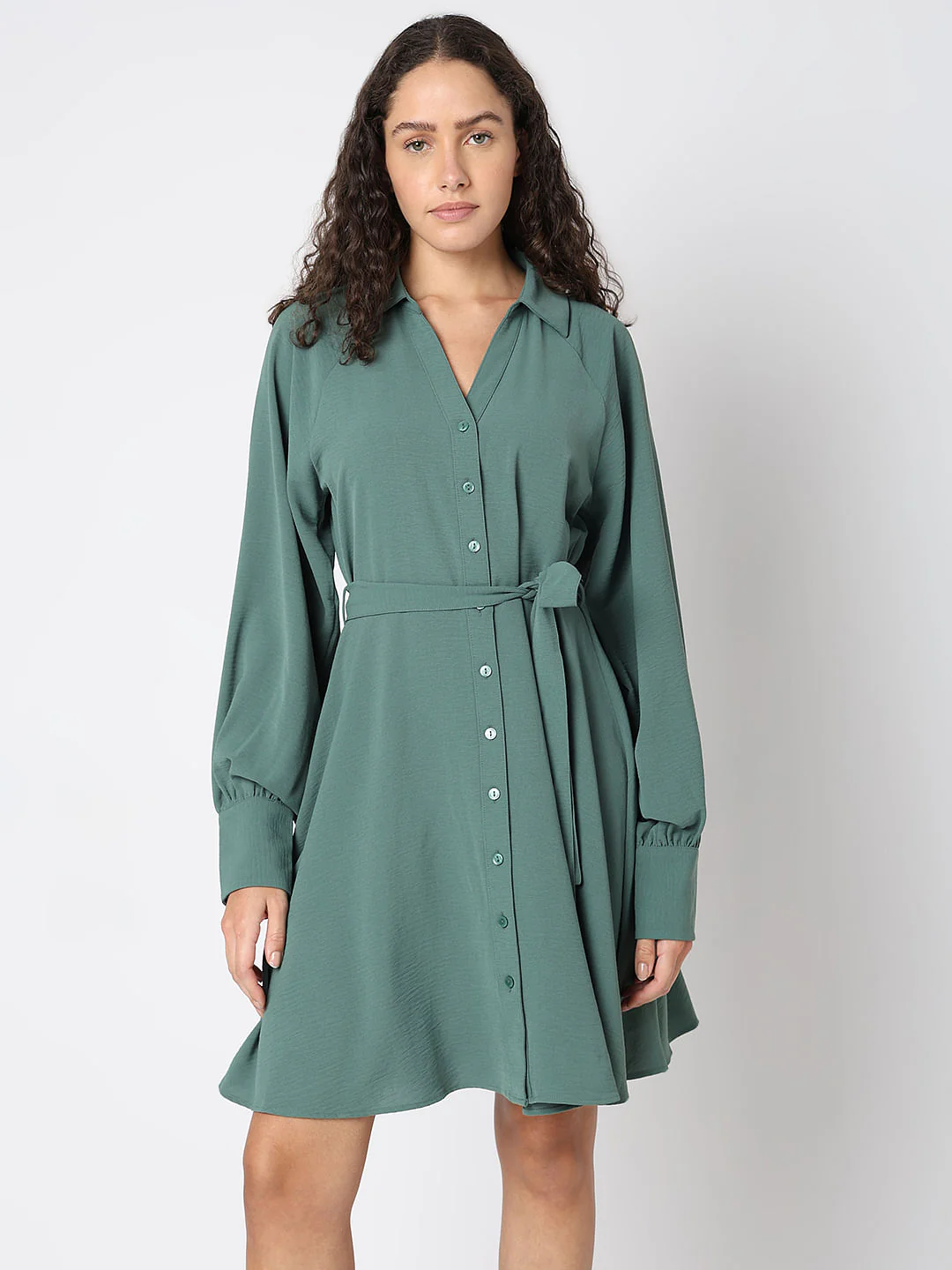 Green Short Shirt Dress - Image 2