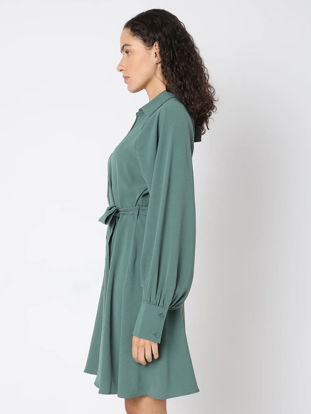 Green Short Shirt Dress - Image 3
