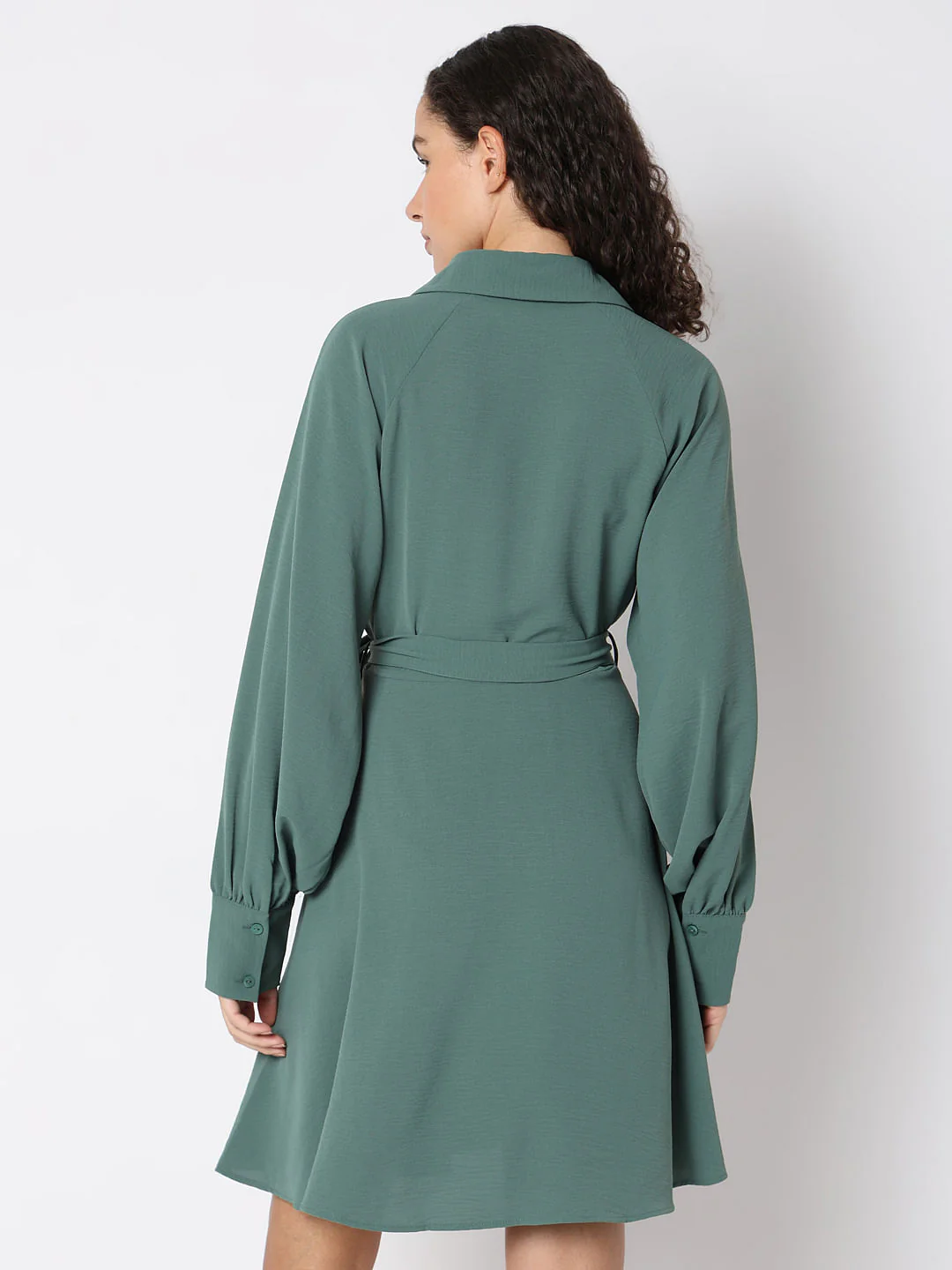 Green Short Shirt Dress - Image 4