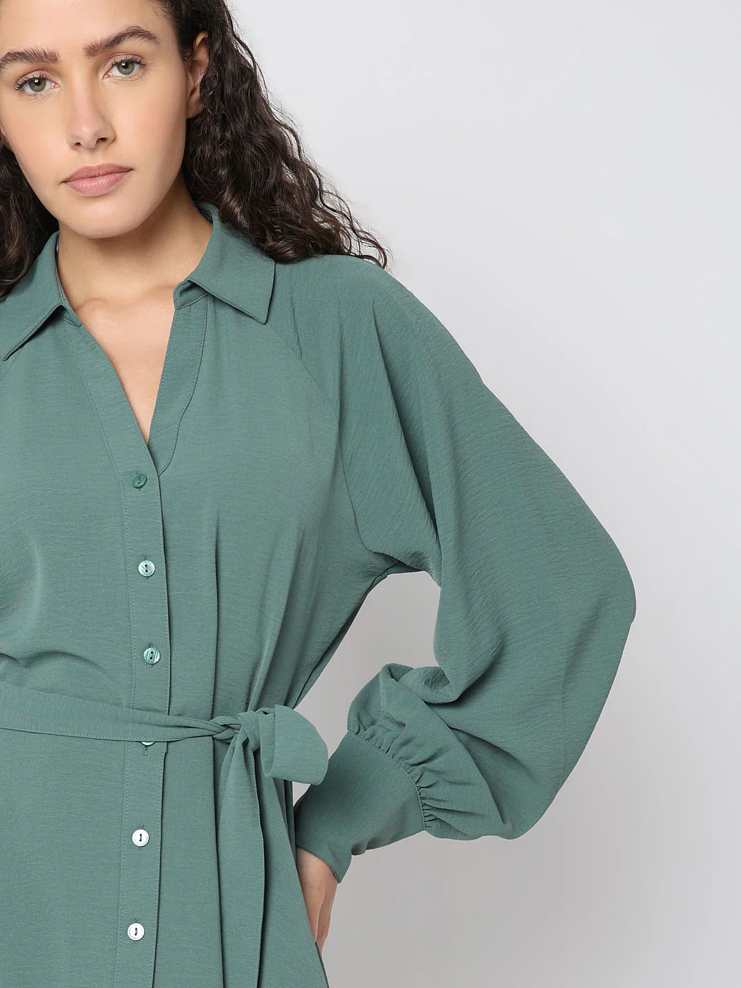 Green Short Shirt Dress - Image 6