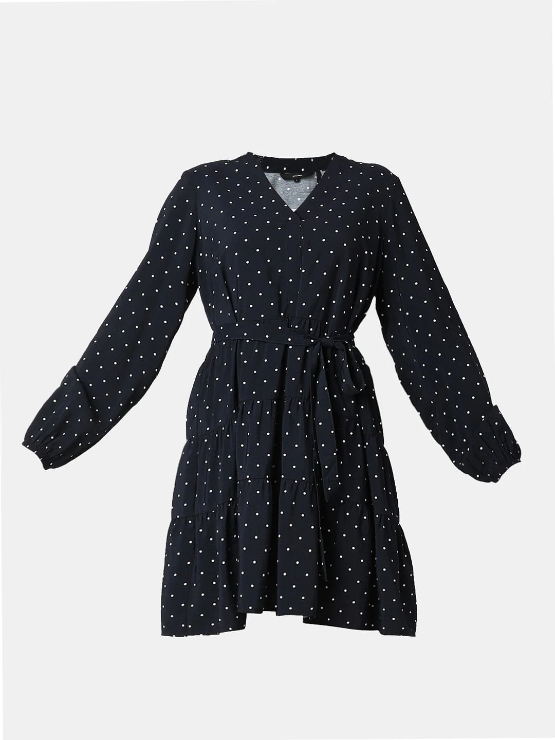 Navy Blue Polka Dot Tiered Dress - Image 7