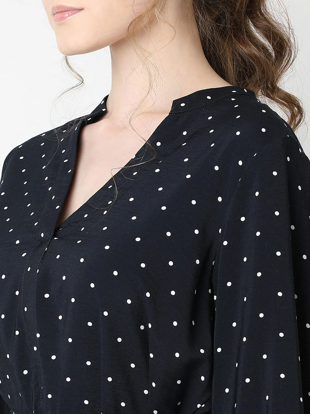 Navy Blue Polka Dot Tiered Dress - Image 8