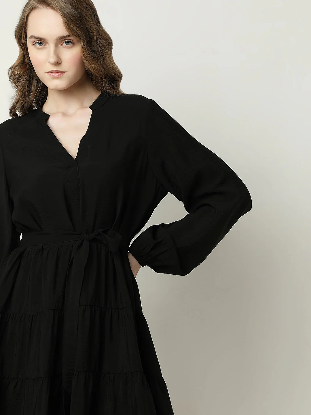 Black Tiered Fit & Flare Dress - Image 6