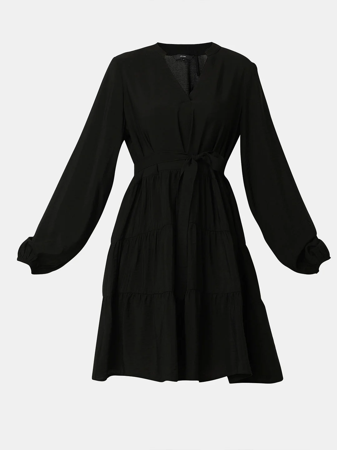 Black Tiered Fit & Flare Dress - Image 7