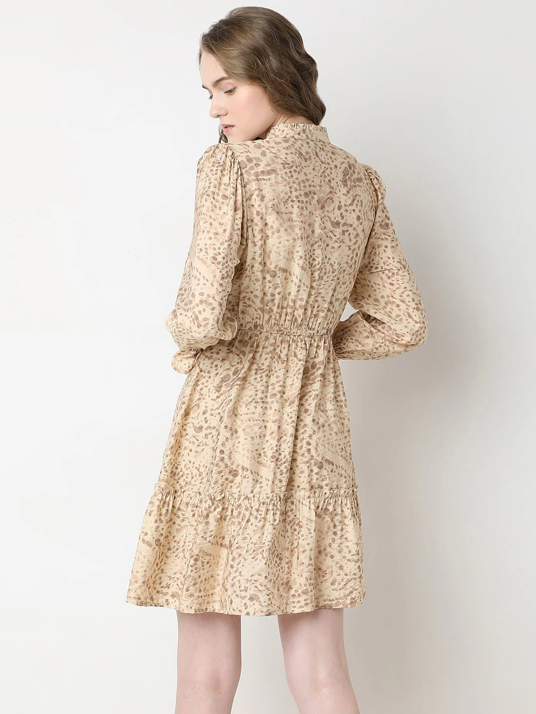 Beige Abstract Animal Print Dress - Image 4
