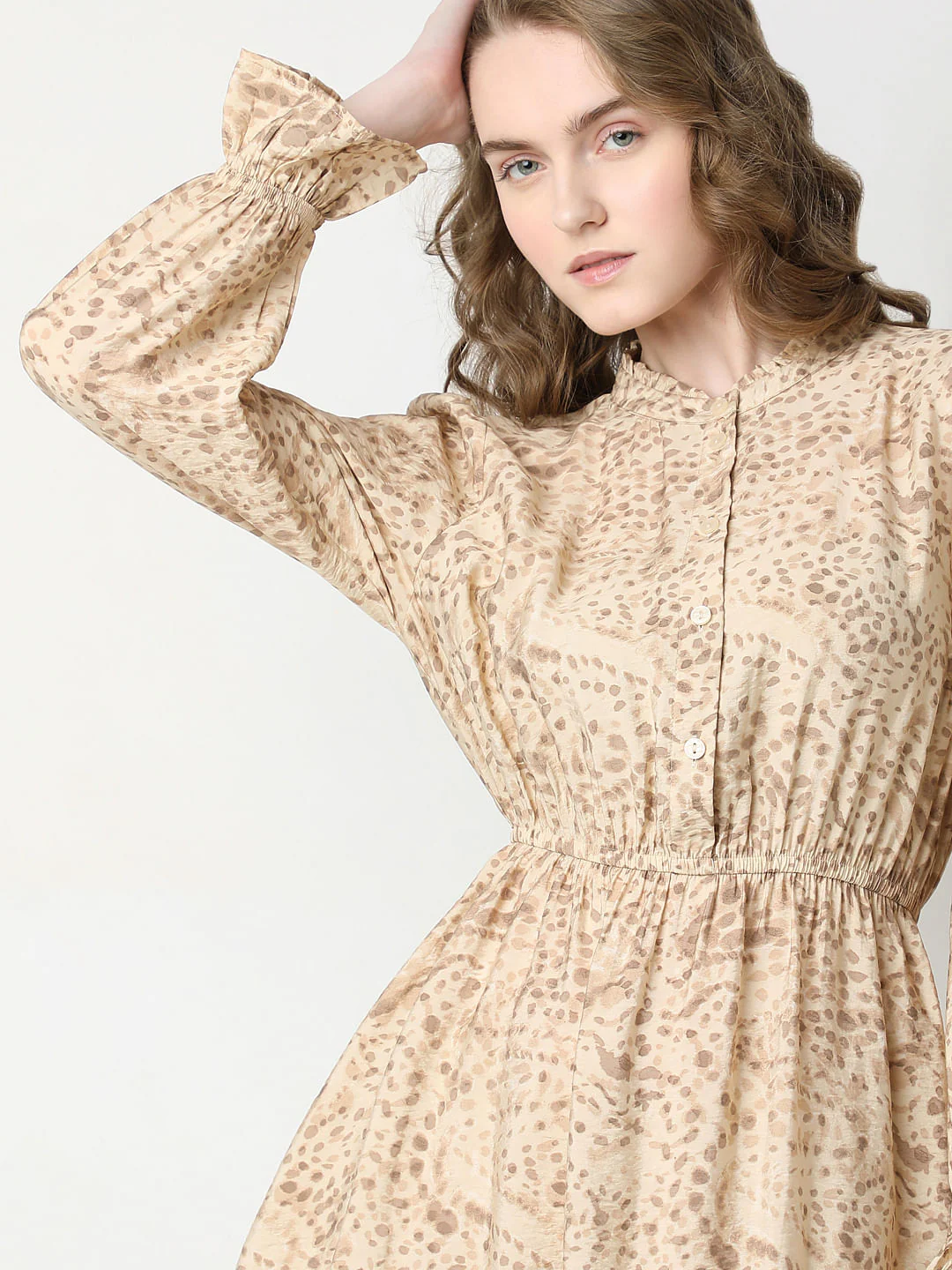 Beige Abstract Animal Print Dress - Image 6