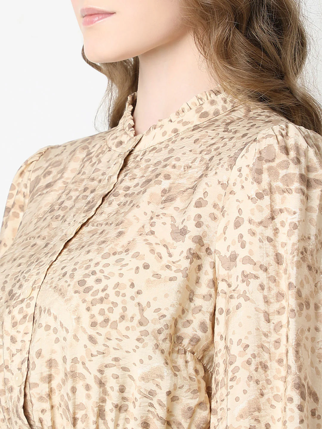 Beige Abstract Animal Print Dress - Image 8