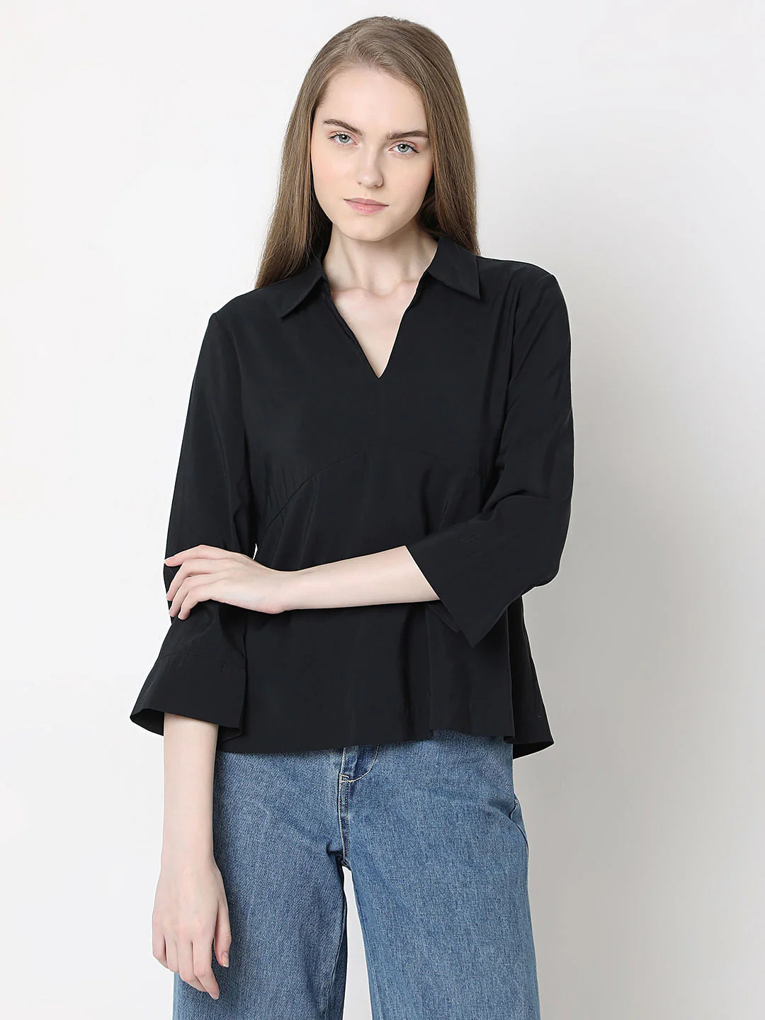 Black V-Neck Shirt - Image 2