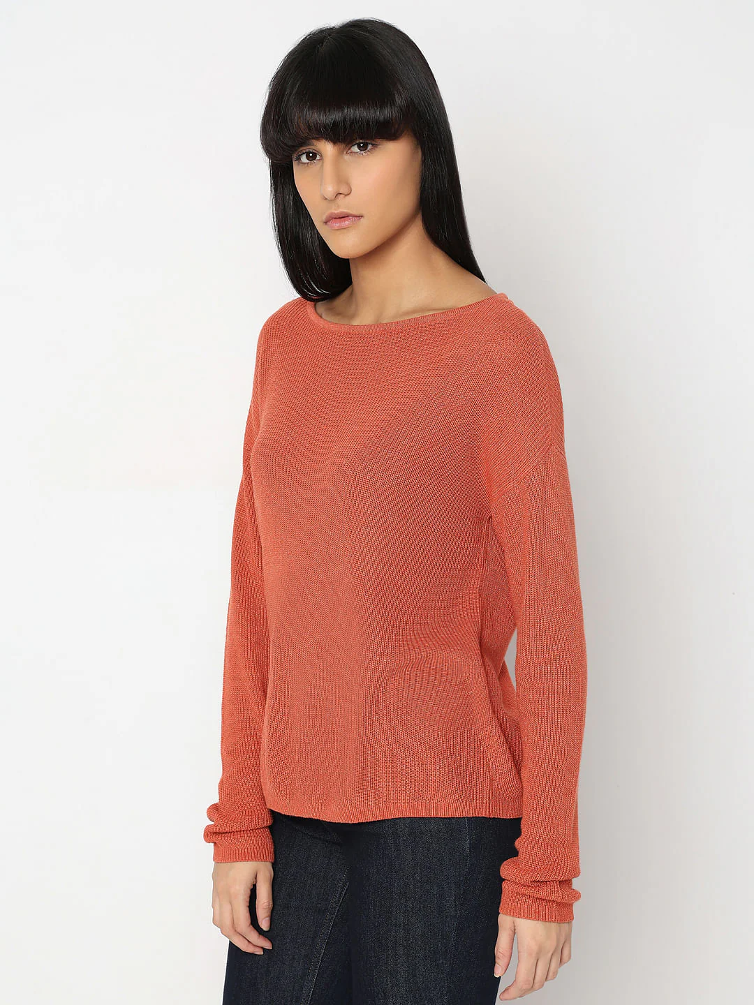 Red Boatneck Long Sleeve Pullover - Image 3