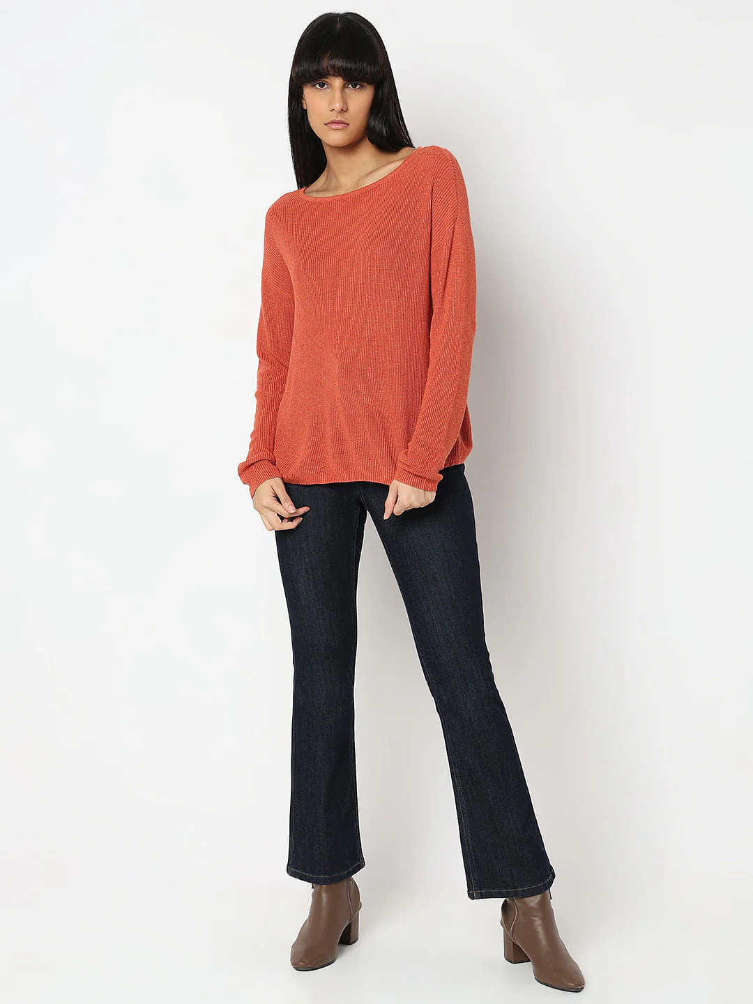 Red Boatneck Long Sleeve Pullover - Image 5