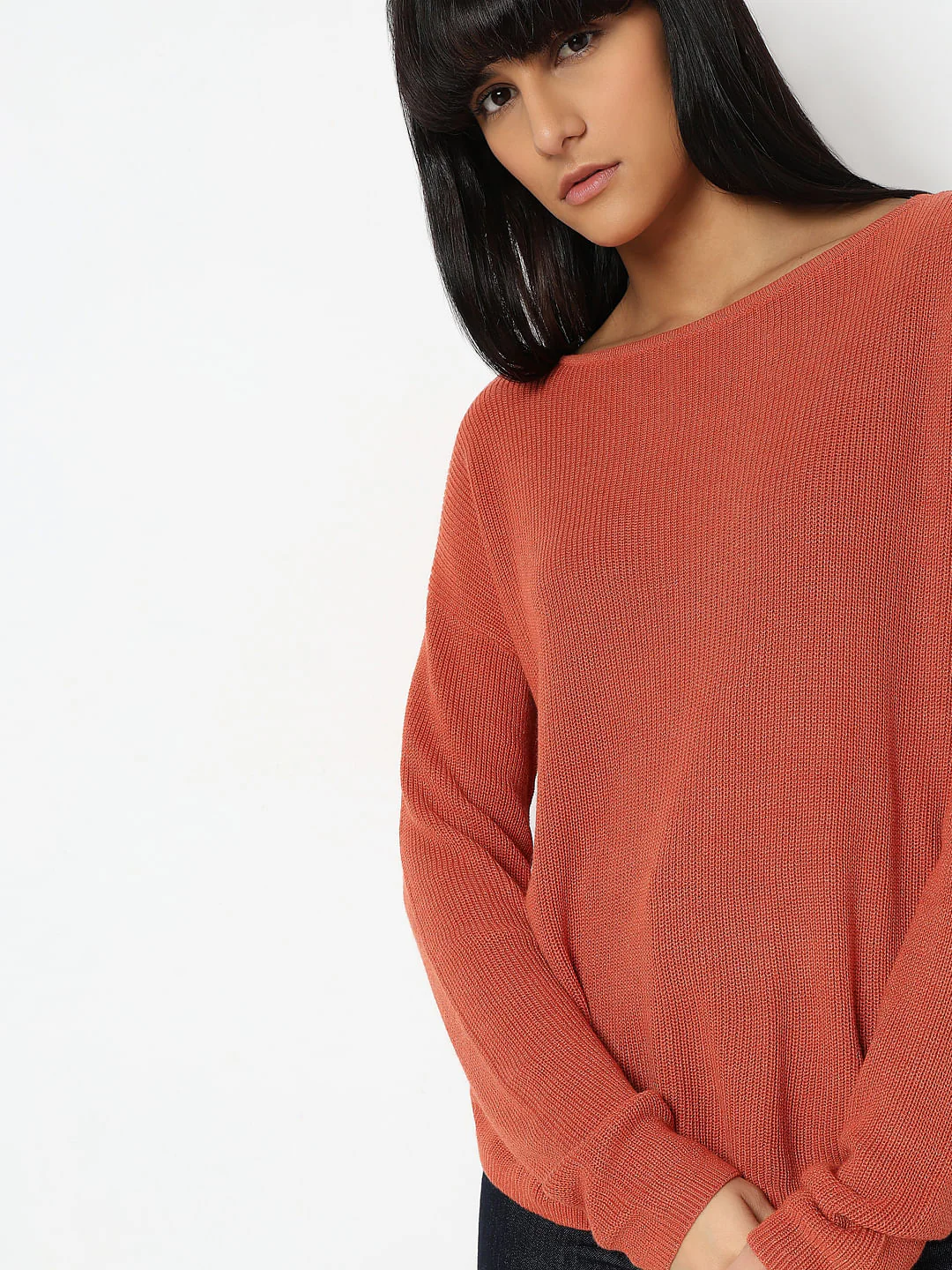 Red Boatneck Long Sleeve Pullover - Image 6