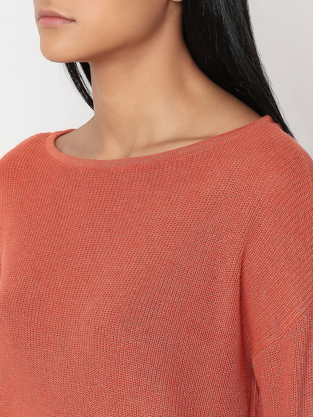Red Boatneck Long Sleeve Pullover - Image 8