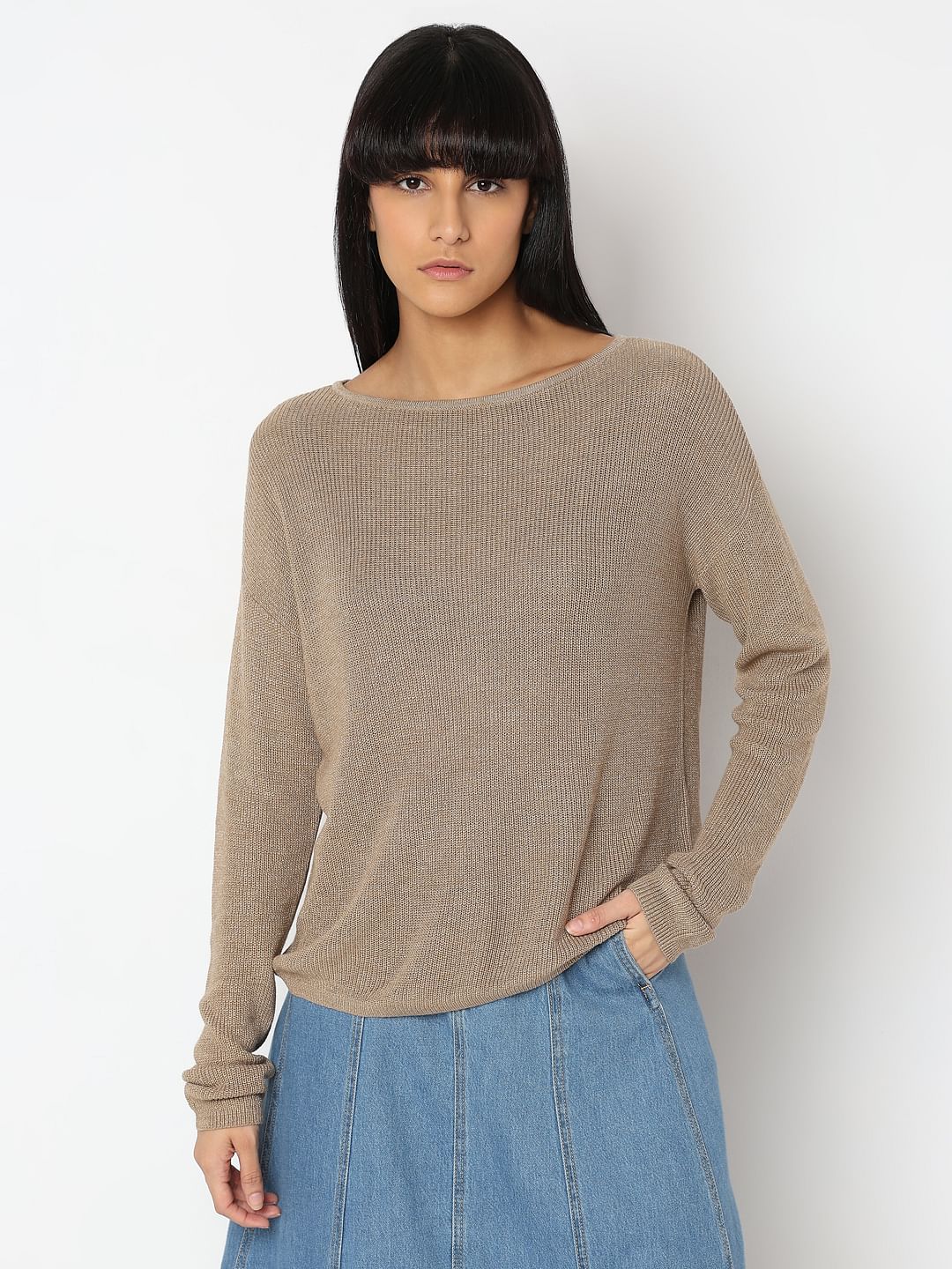 Beige Boatneck Pullover - Image 2
