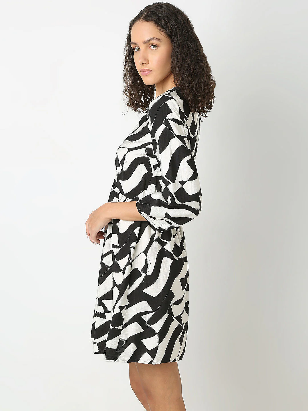 Black Monochrome Printed Dress - Image 3