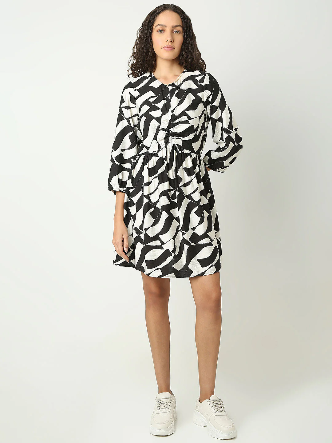 Black Monochrome Printed Dress - Image 5