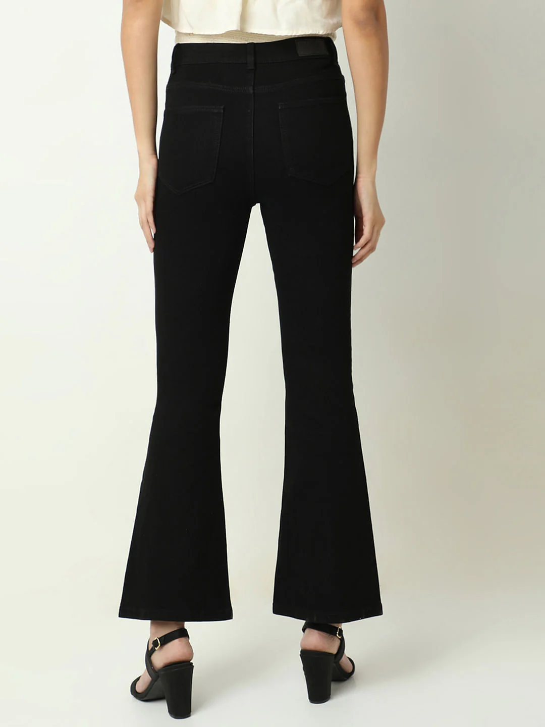 Black High Rise Flared Jeans - Image 4