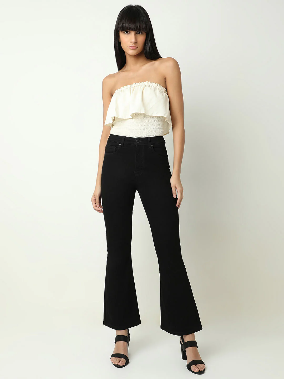 Black High Rise Flared Jeans - Image 5