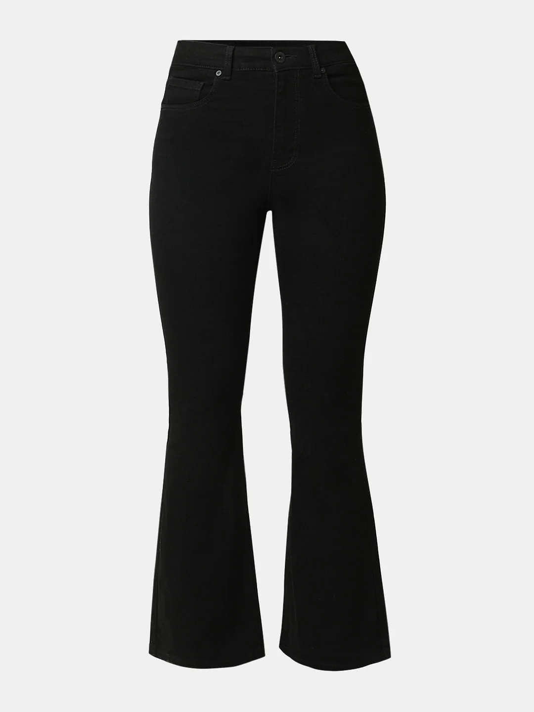 Black High Rise Flared Jeans - Image 7