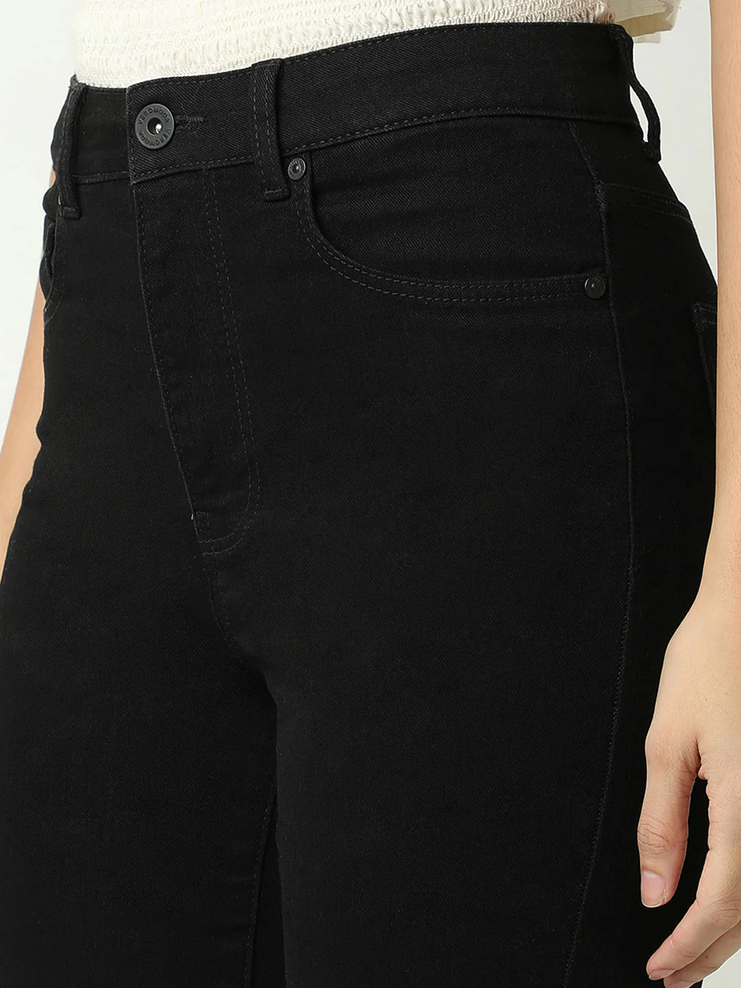 Black High Rise Flared Jeans - Image 8