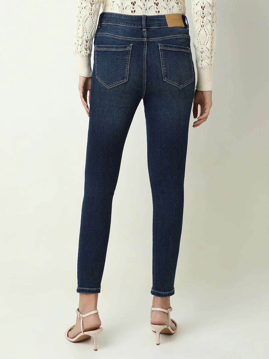 Blue High Rise Double Button Slim Jeans - Image 4