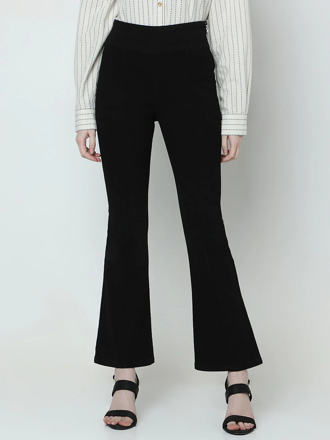 Black High Rise Flared Jeans - Image 2