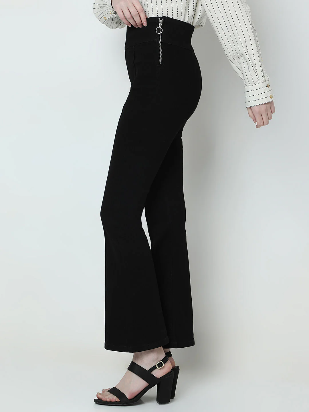 Black High Rise Flared Jeans - Image 3