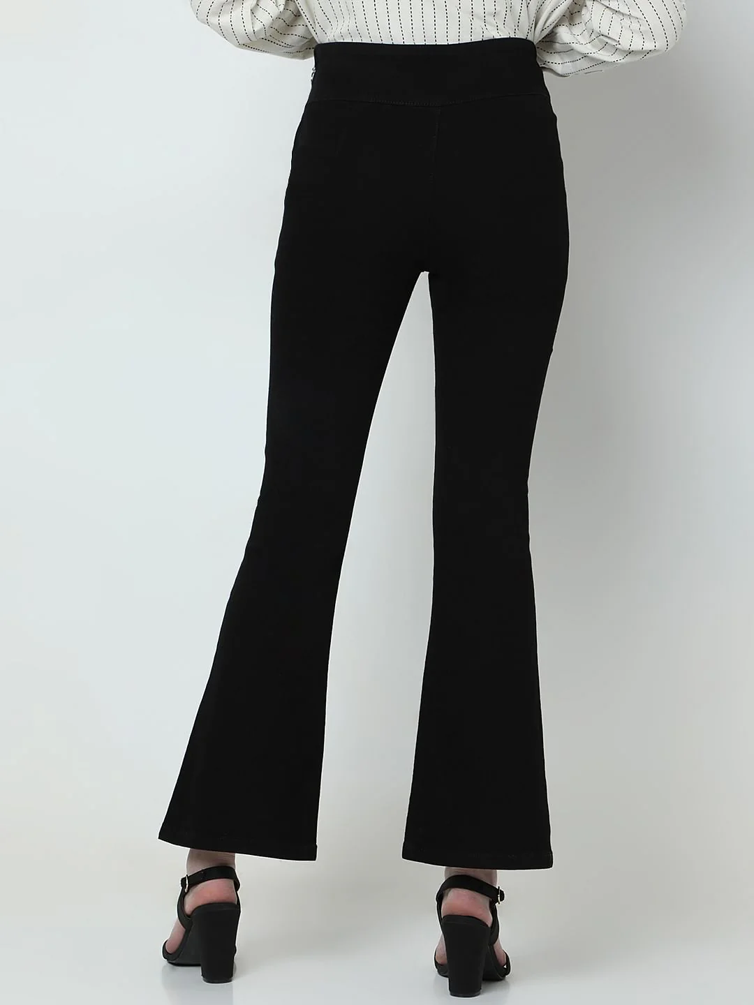 Black High Rise Flared Jeans - Image 4