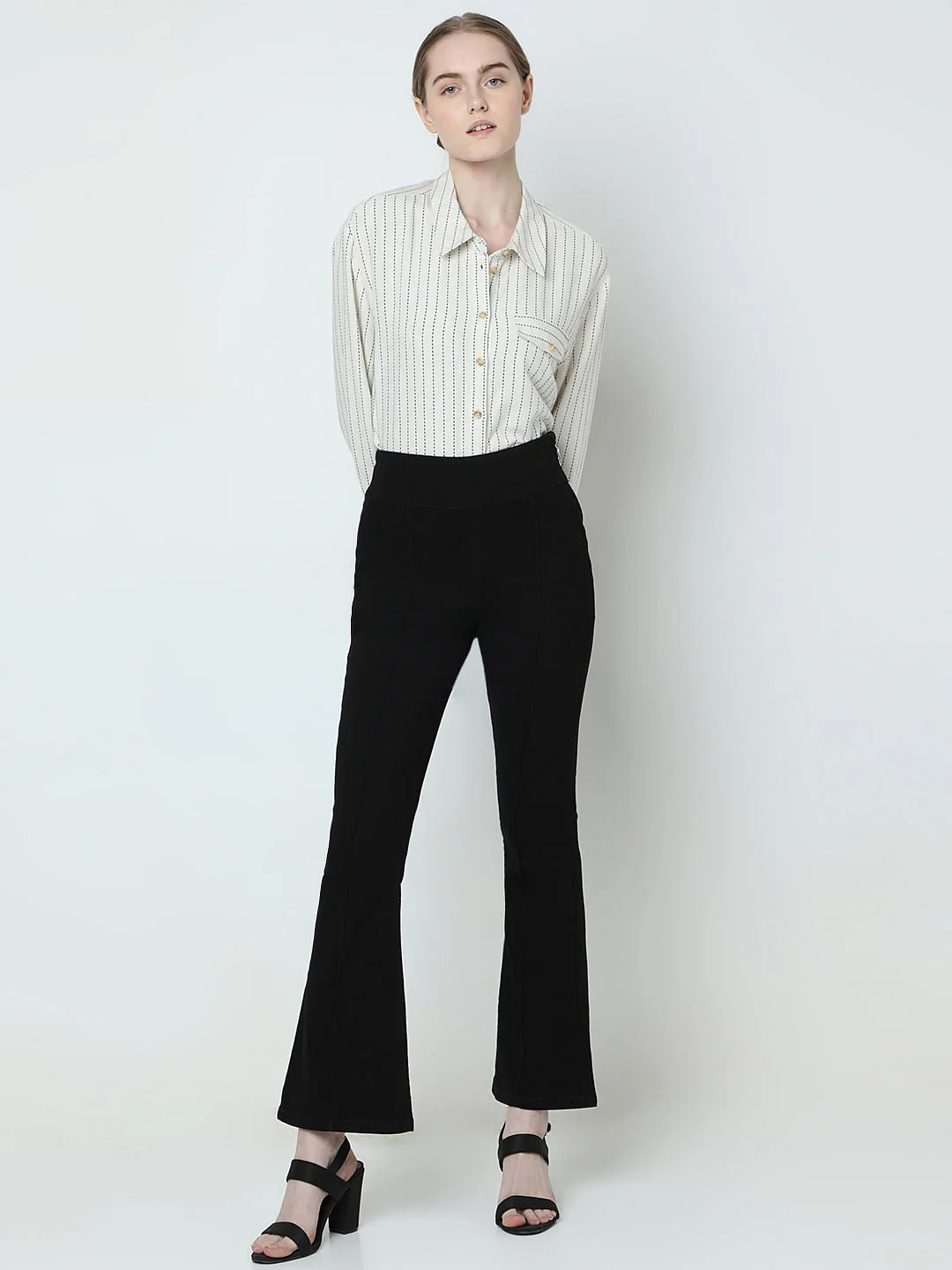 Black High Rise Flared Jeans - Image 5
