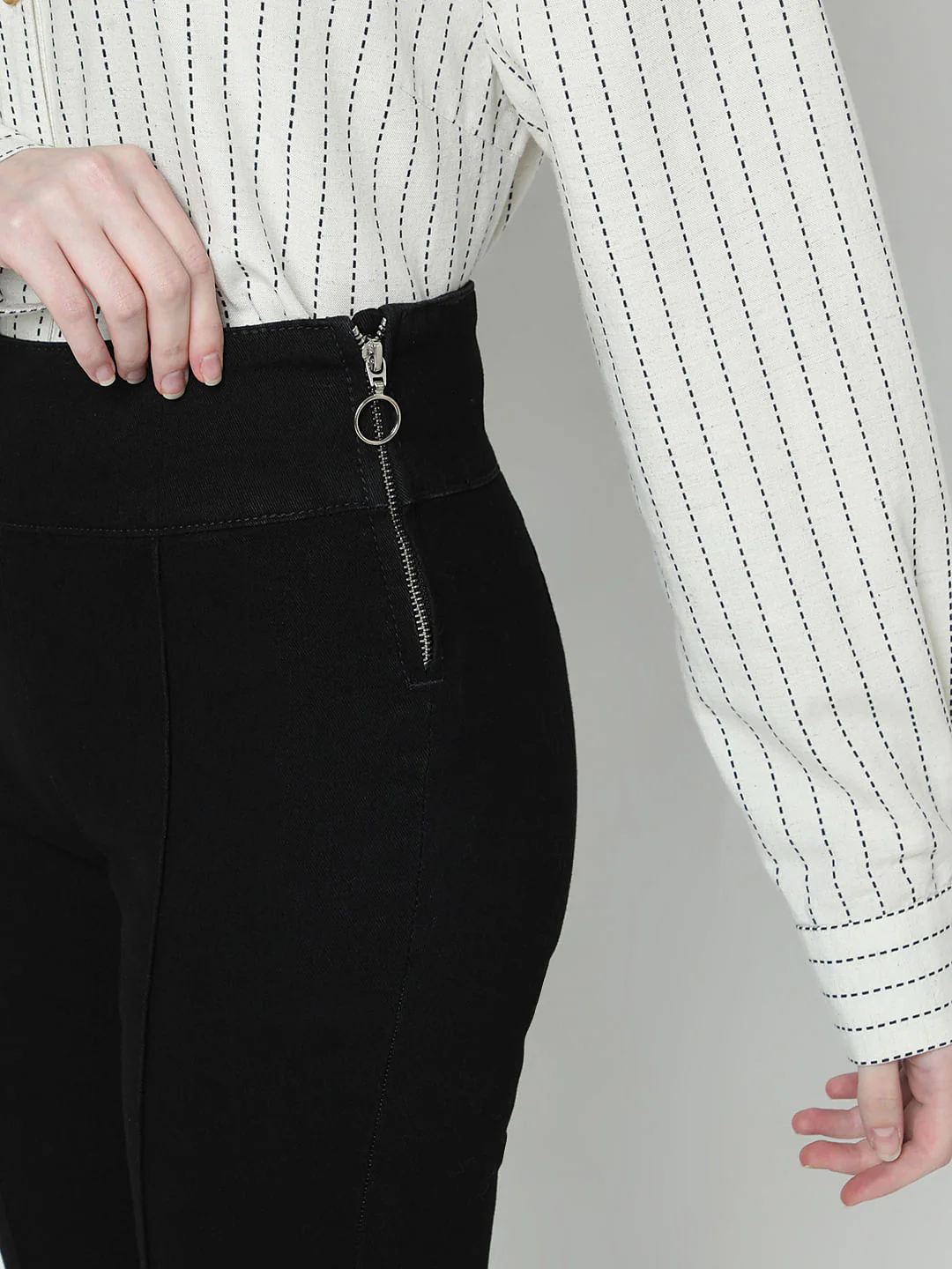 Black High Rise Flared Jeans - Image 6