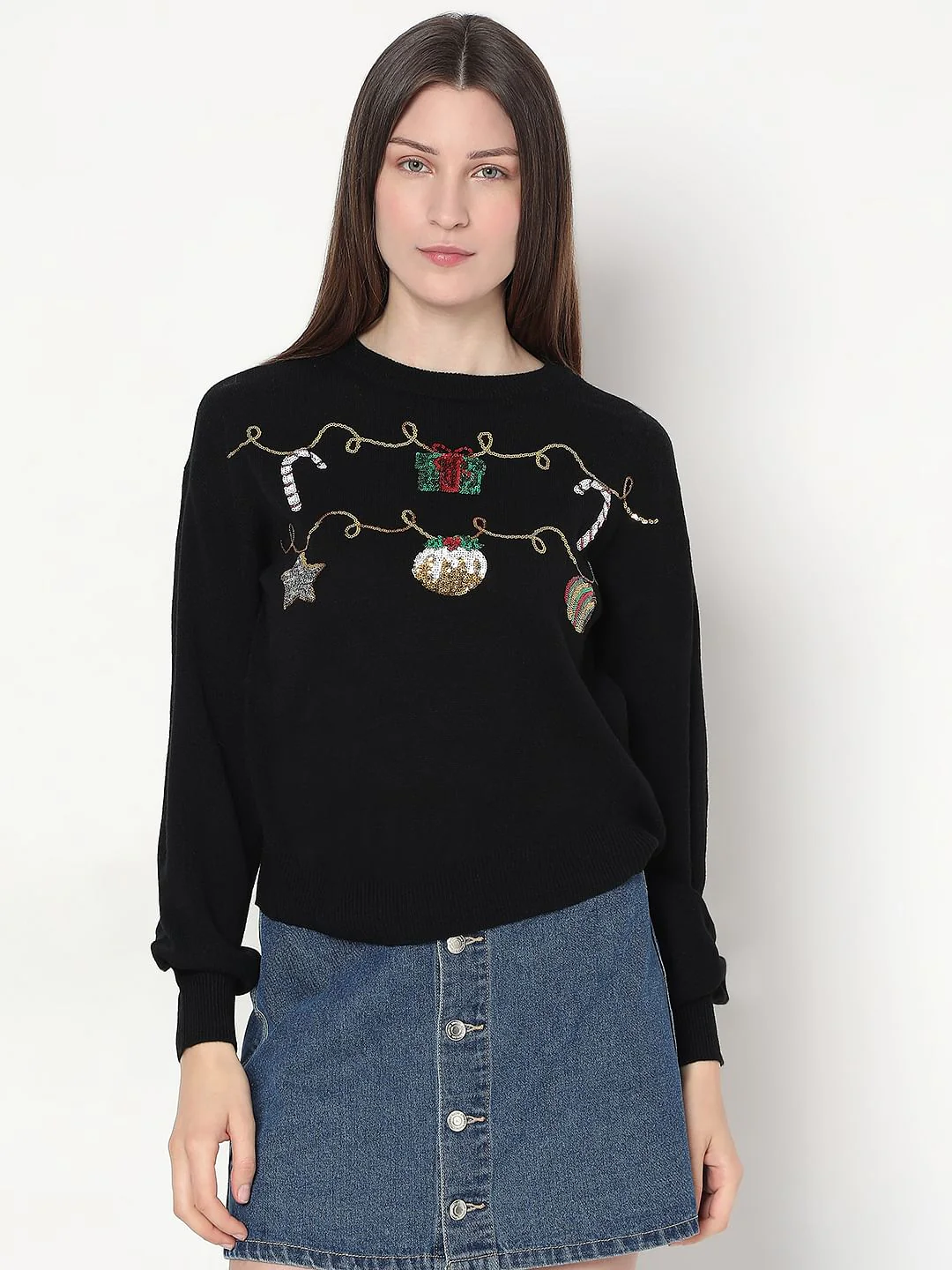 Black Christmas Print Pullover - Image 2
