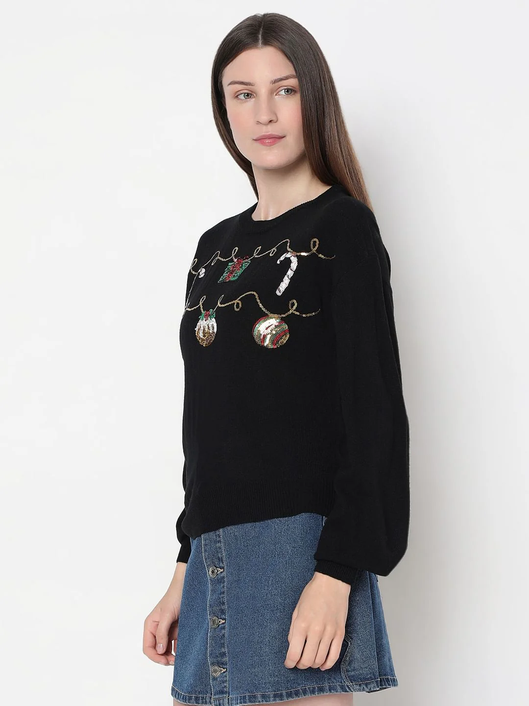 Black Christmas Print Pullover - Image 3