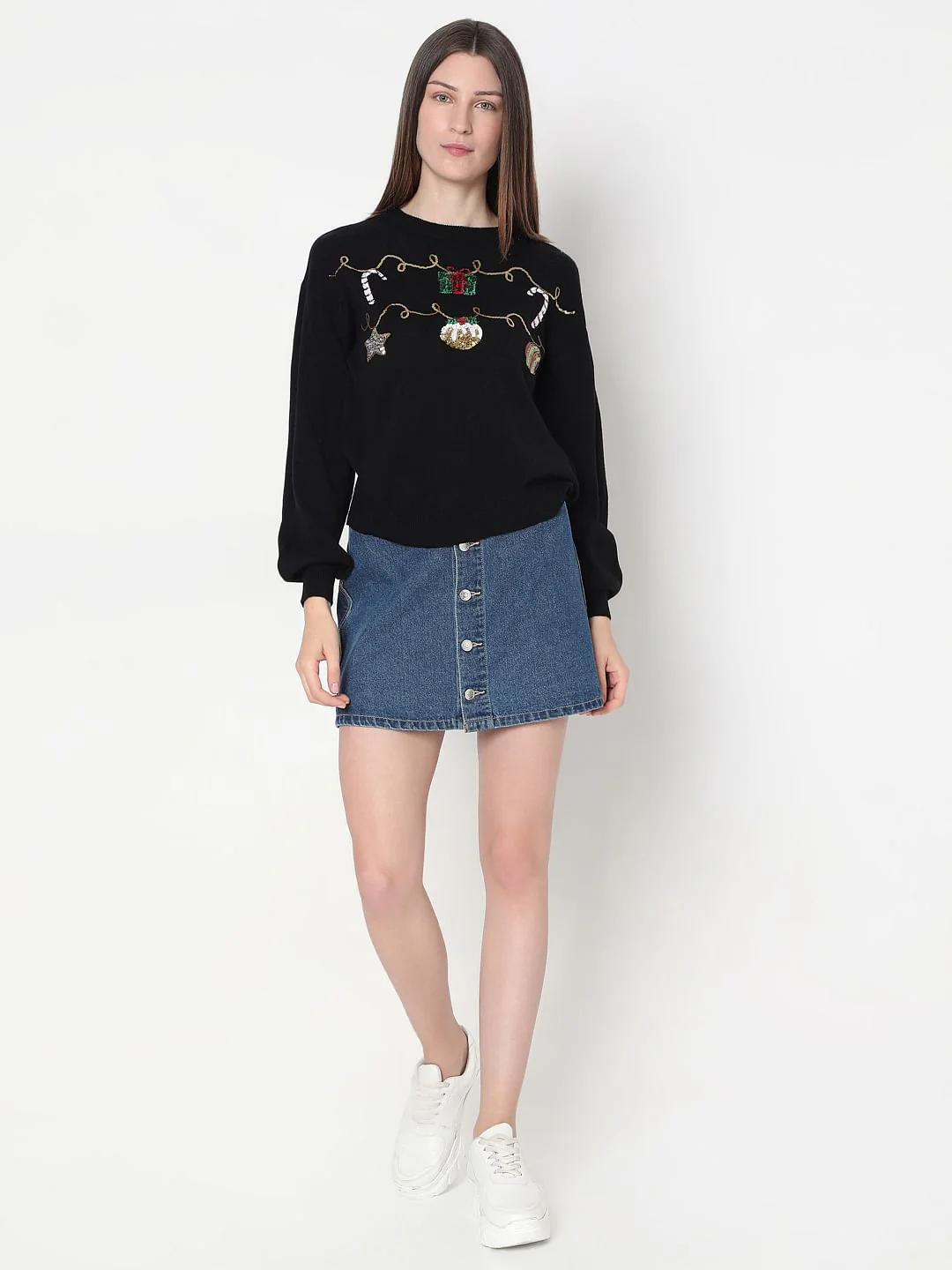 Black Christmas Print Pullover - Image 5