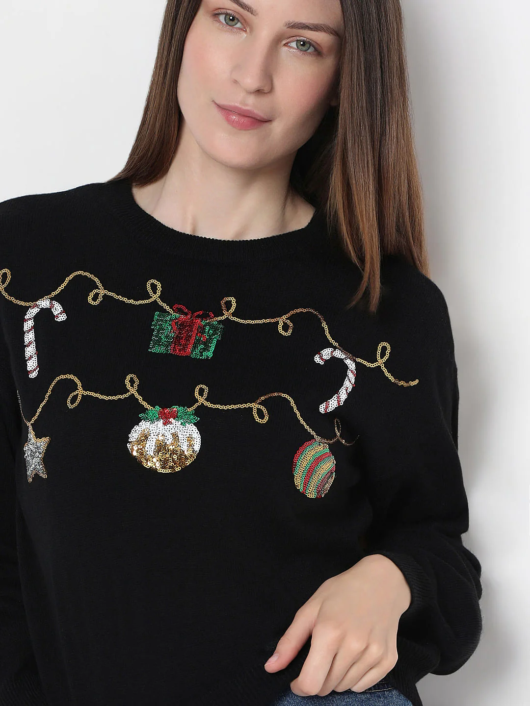 Black Christmas Print Pullover - Image 6