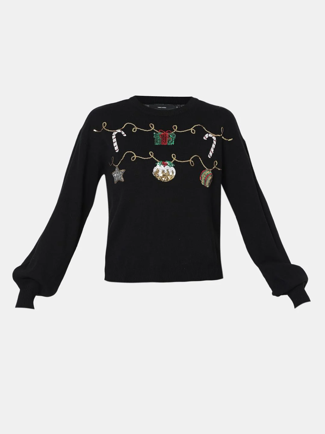 Black Christmas Print Pullover - Image 7