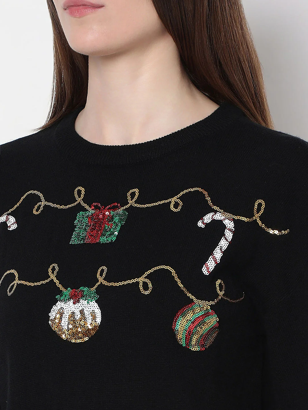 Black Christmas Print Pullover - Image 8