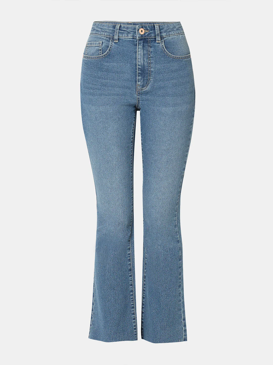 Blue Mid Rise Flared Jeans - Image 7