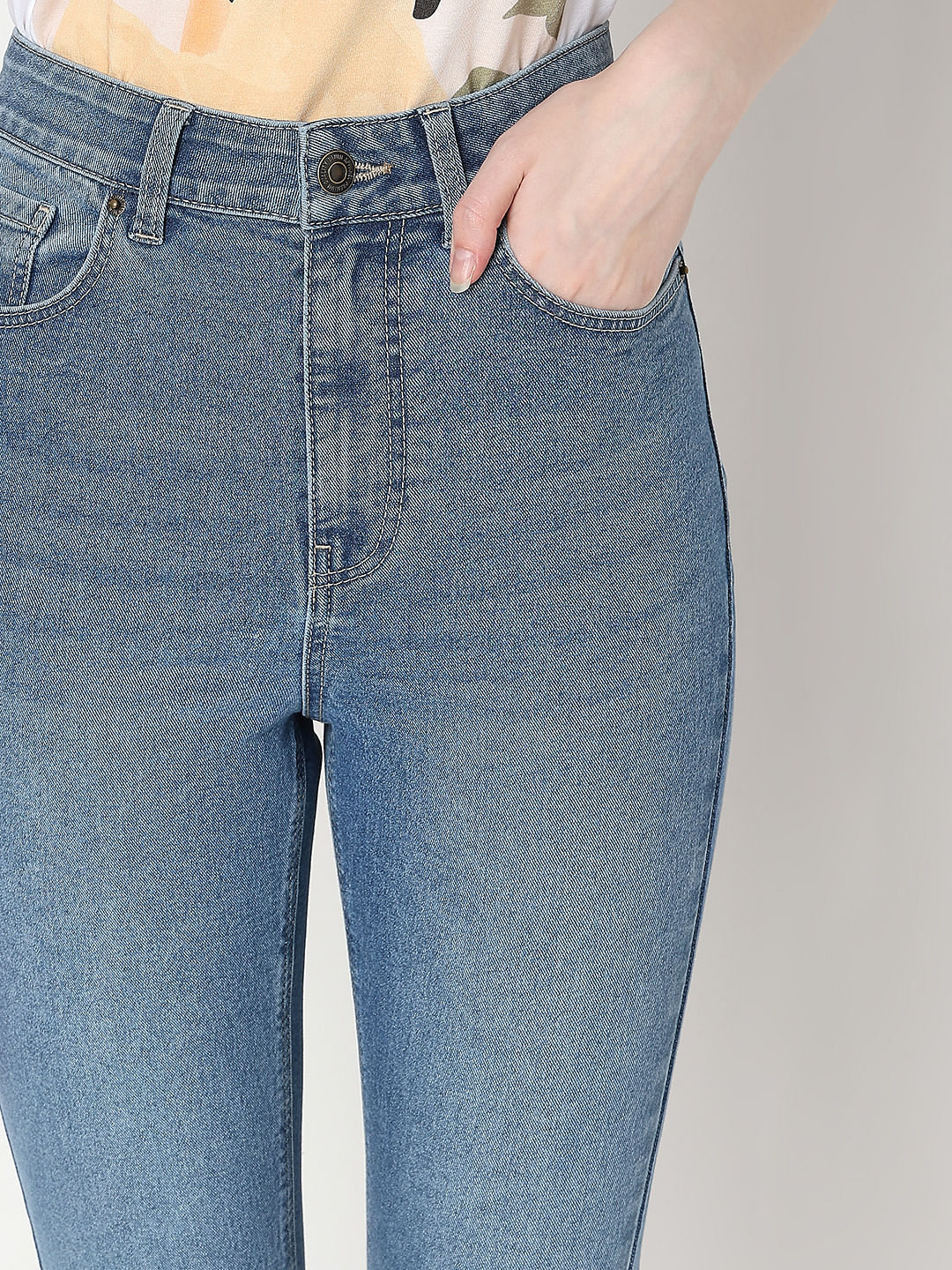 Blue High Rise Flared Jeans - Image 6