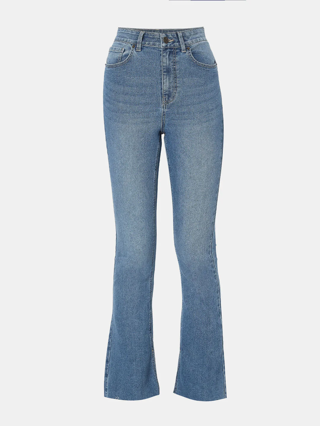 Blue High Rise Flared Jeans - Image 7