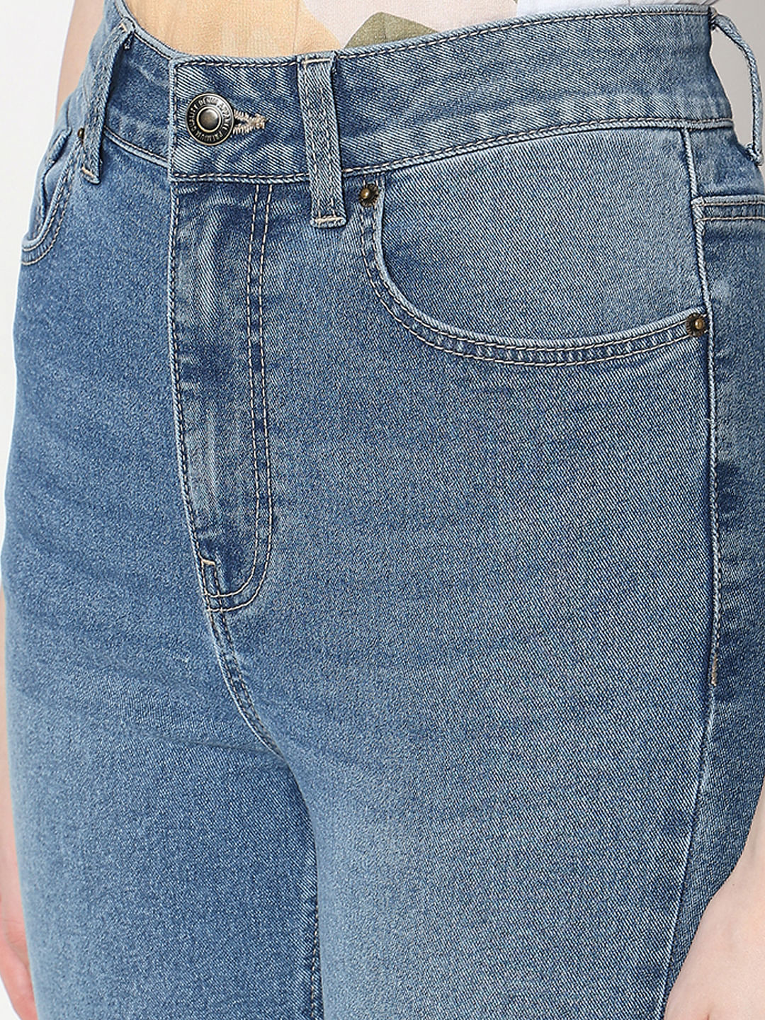 Blue High Rise Flared Jeans - Image 8