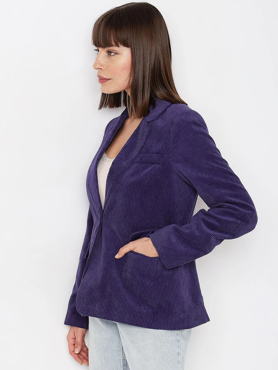 Dark Blue Corduroy Blazer - Image 3