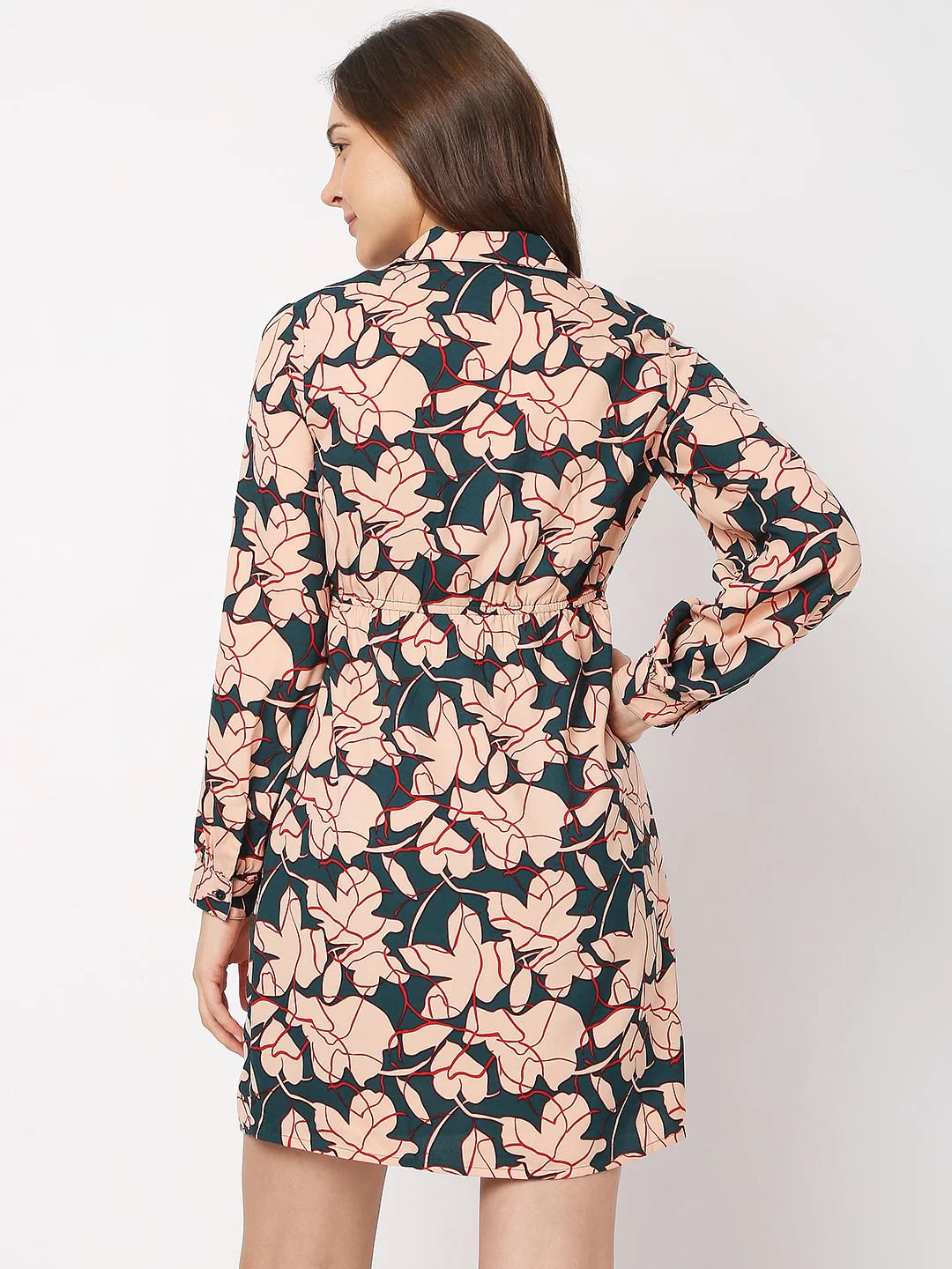 Teal Floral Wrap Mini Dress - Image 3