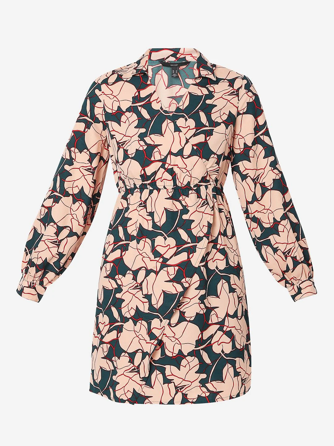 Teal Floral Wrap Mini Dress - Image 6