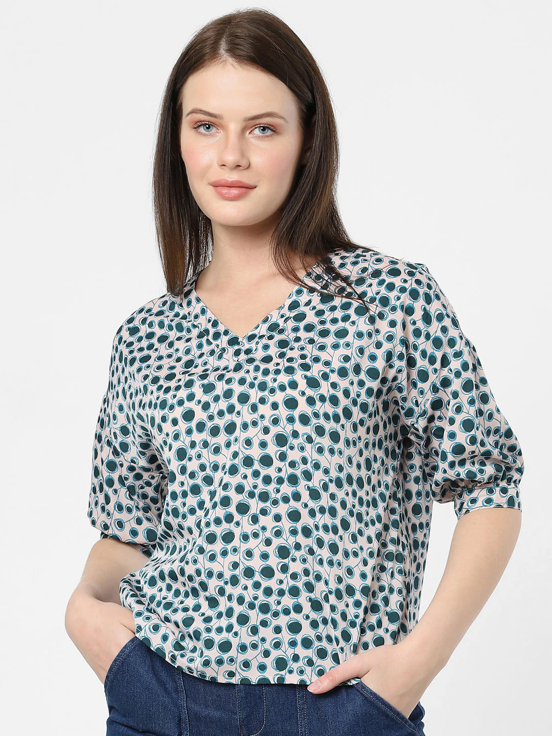 Black Abstract Print Top