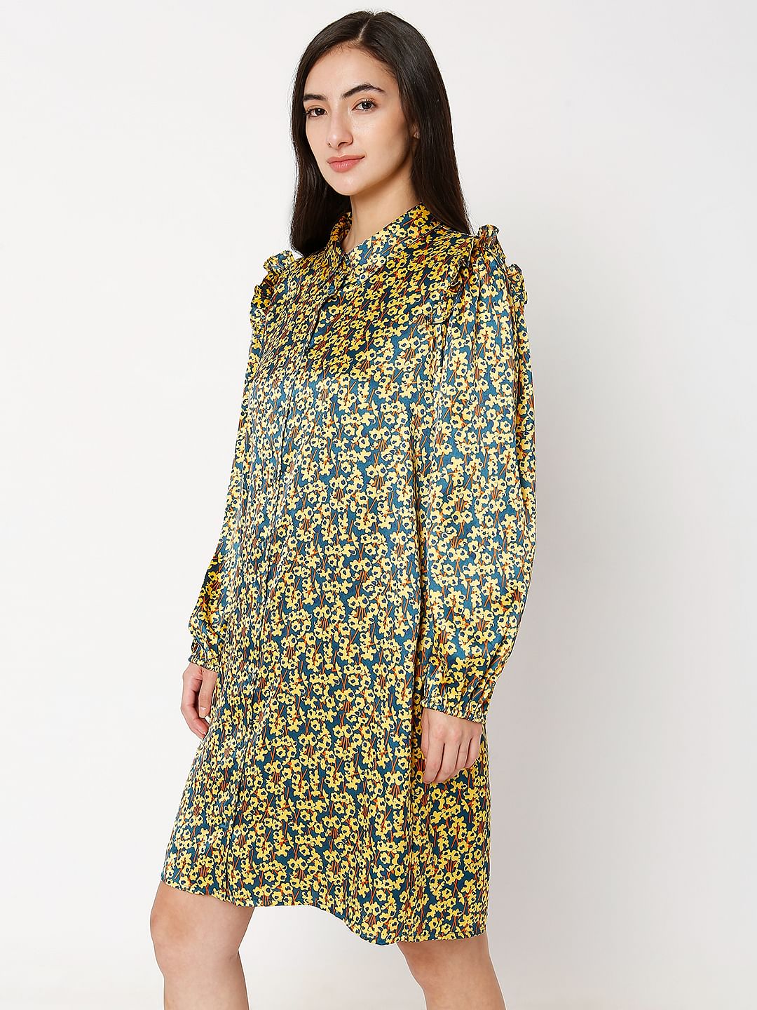 Teal Floral Shift Dress - Image 2