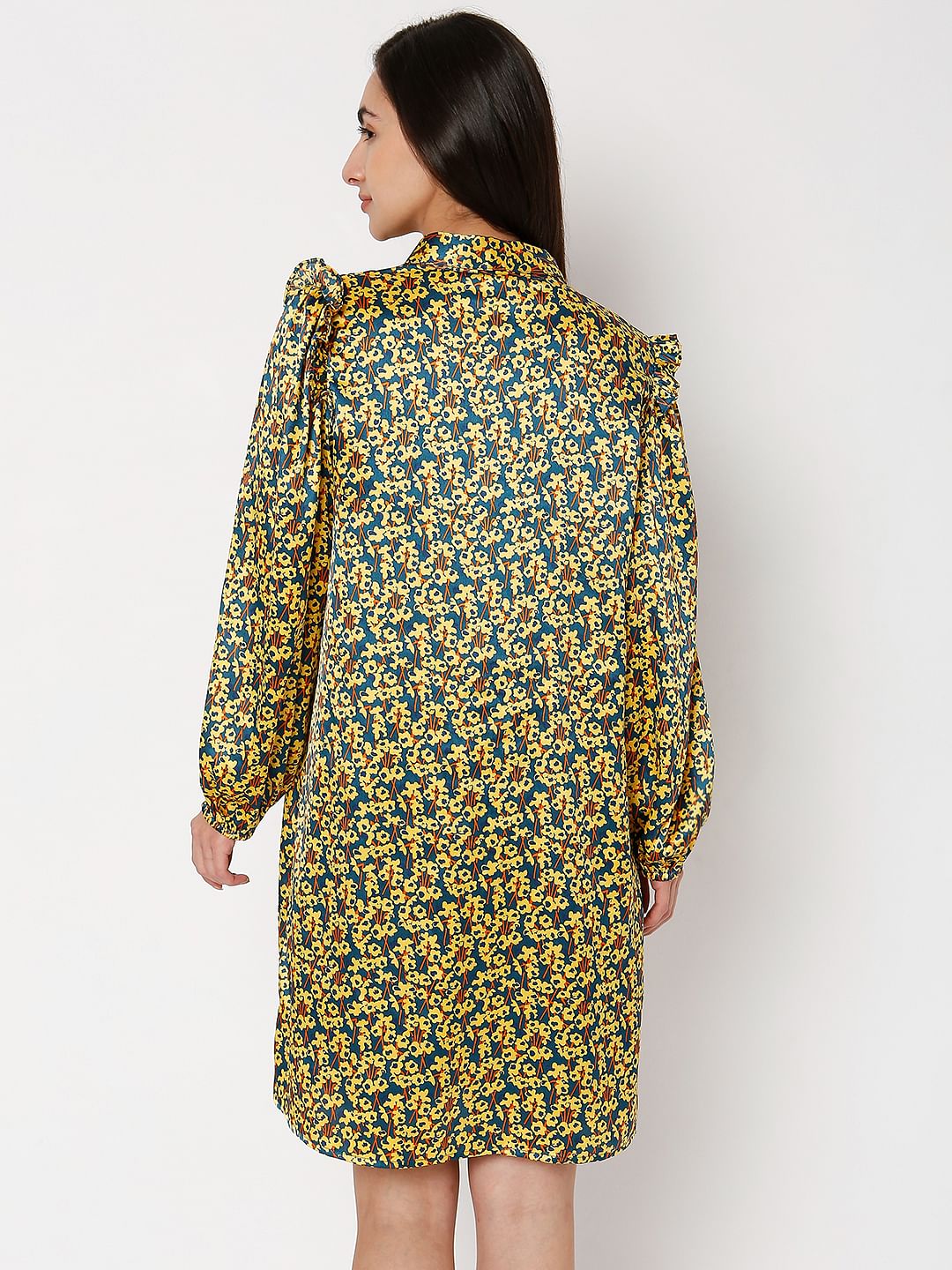 Teal Floral Shift Dress - Image 3