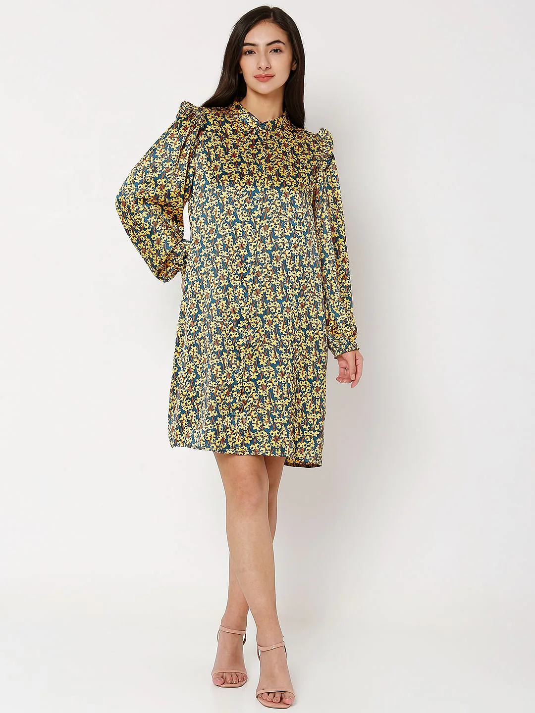 Teal Floral Shift Dress - Image 4