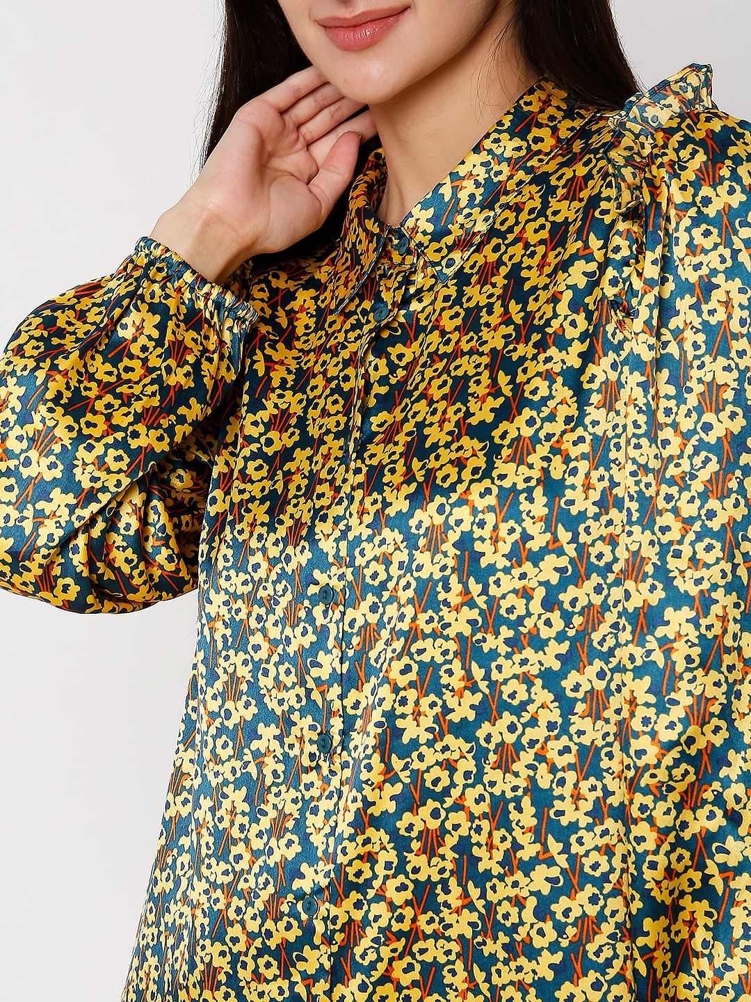 Teal Floral Shift Dress - Image 5
