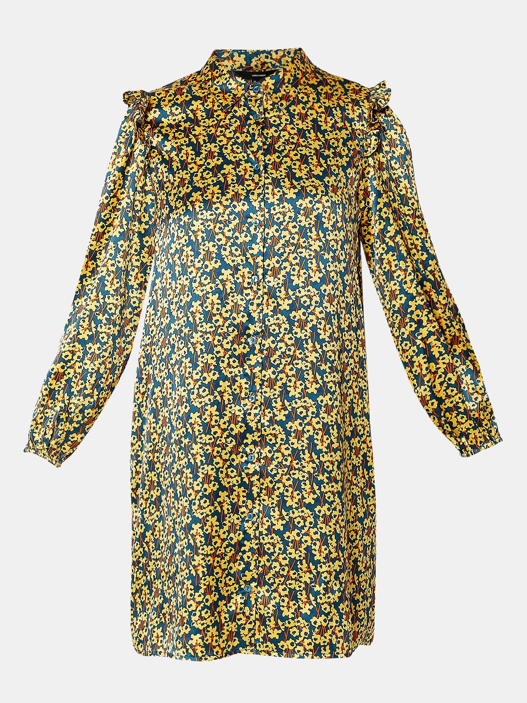 Teal Floral Shift Dress - Image 6