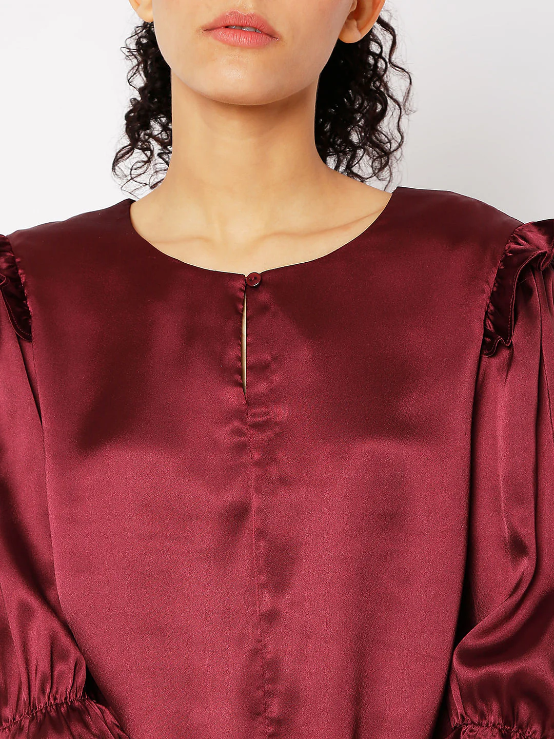 Wine Frill Detail Top - Image 5