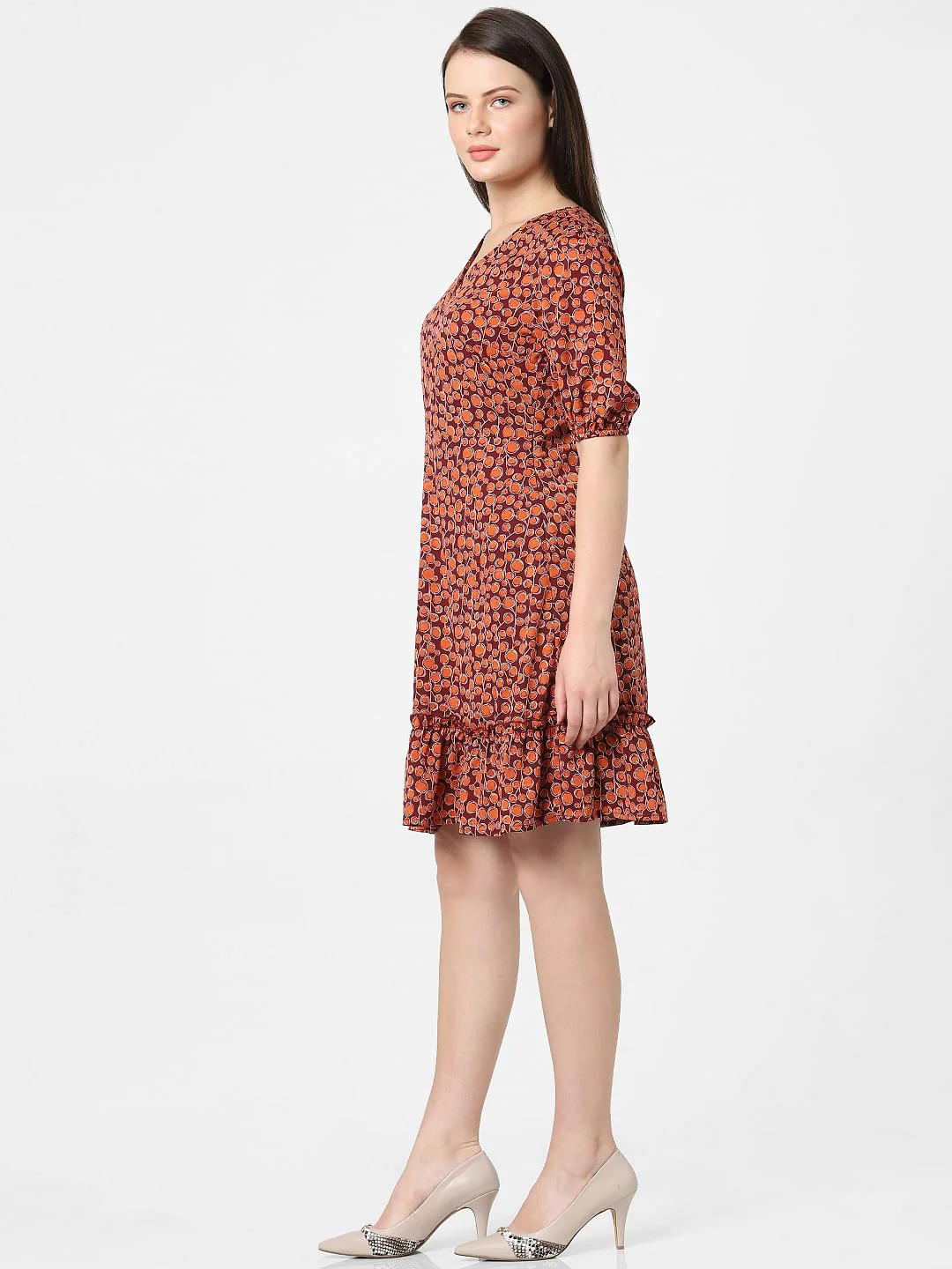 Brown Printed Fit & Flare Dress - Image 2